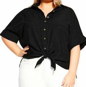 City Chic button down tie front top